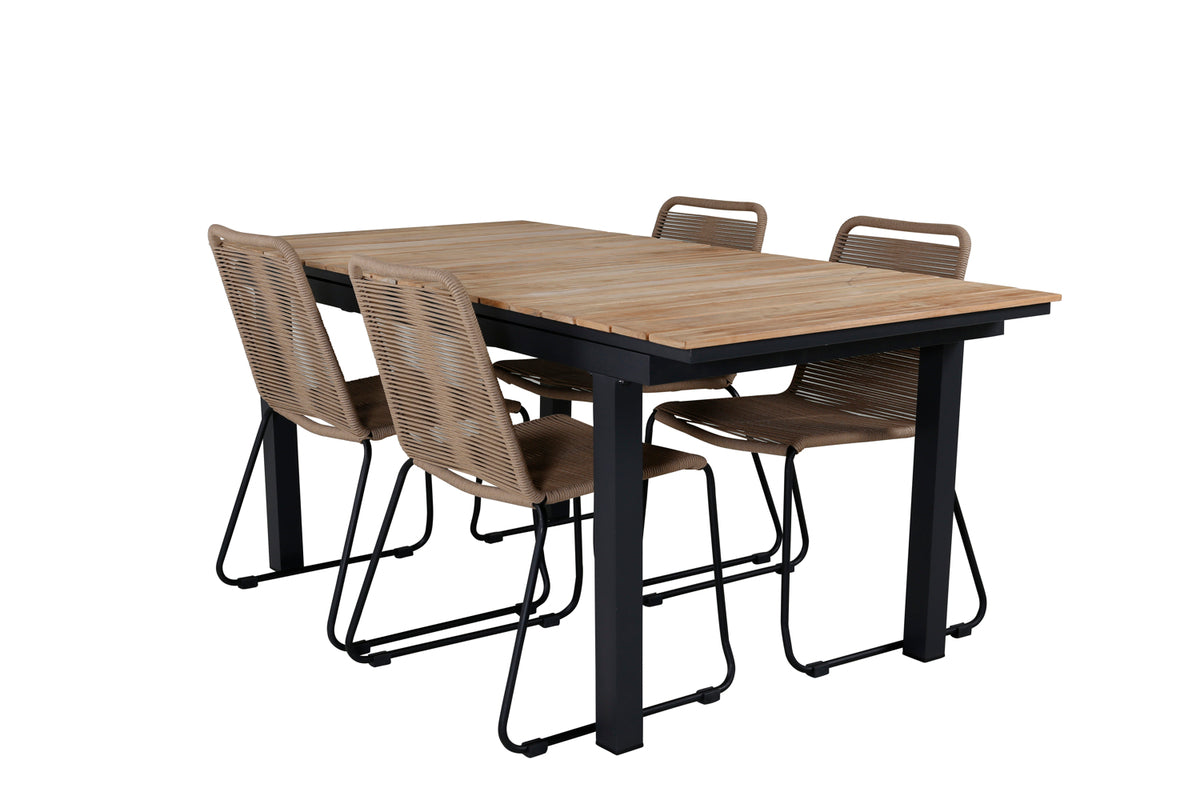 Venture Design Mexico & Lindos Matbord 90x180/240 + Matstolar Brun