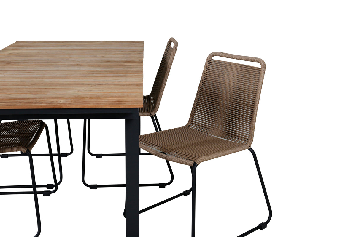 Venture Design Mexico & Lindos Matbord 90x180/240 + Matstolar Brun