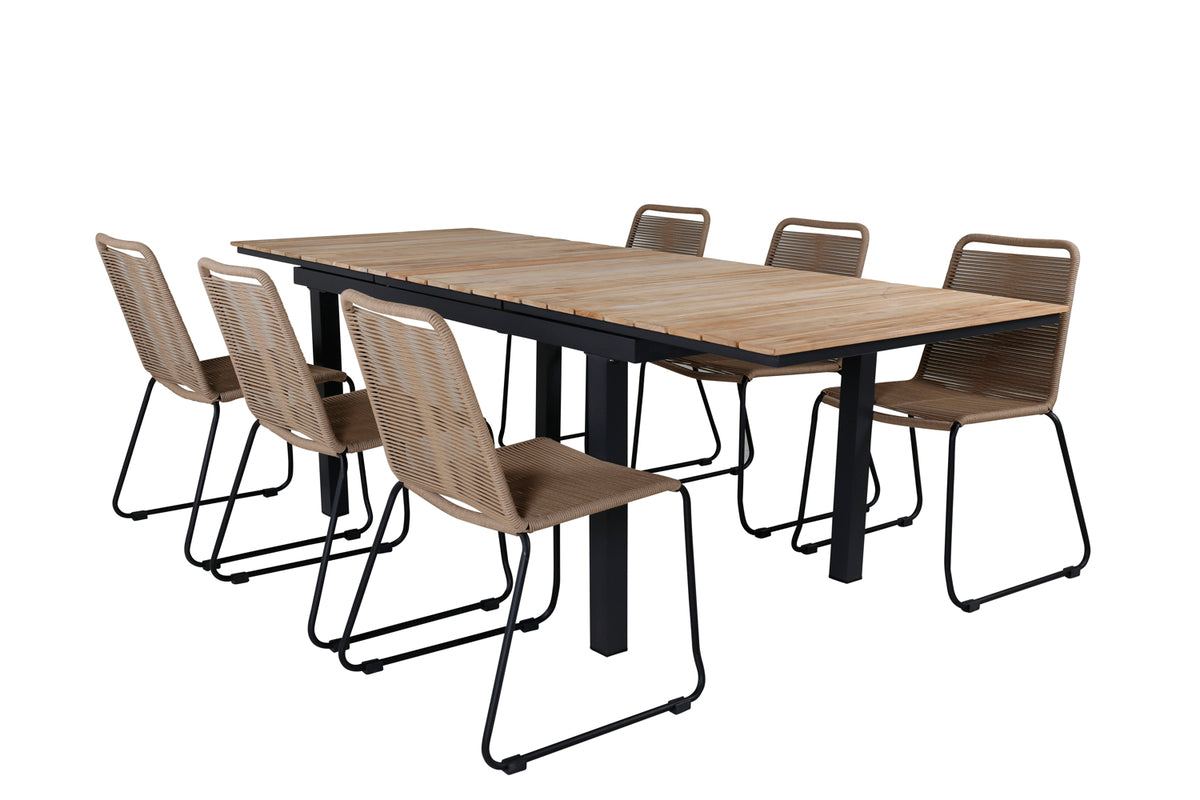 Venture Design Mexico & Lindos Matbord 90x180/240 + Matstolar Brun