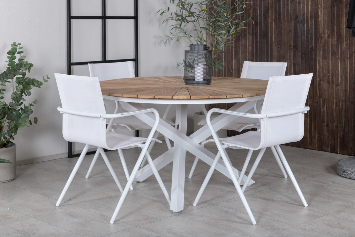 Venture Design Alina & Mexico Matstolar Vit + Matbord ⌀140