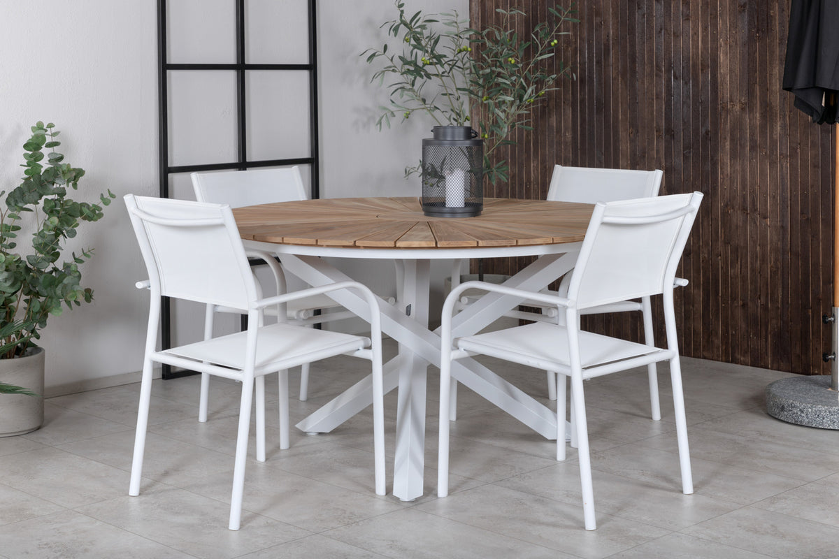 Venture Design Mexico & Santorini Matbord ⌀140 + Matstolar Vit