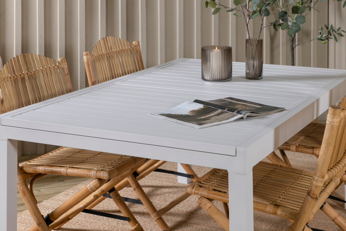 Venture Design Cane & Marbella Caféstolar Natur + Matbord 160x100x75