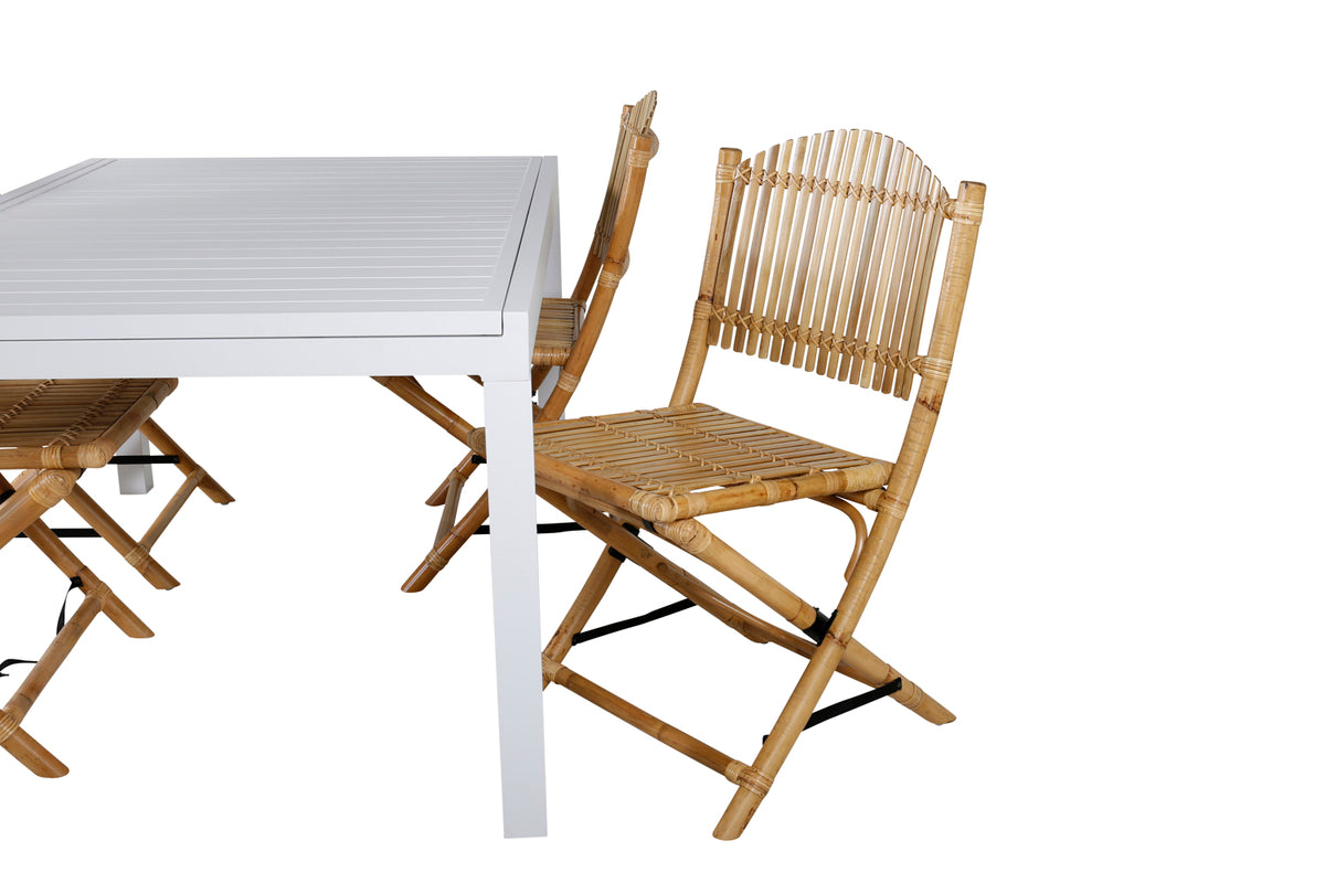 Venture Design Cane & Marbella Caféstolar Natur + Matbord 160x100x75