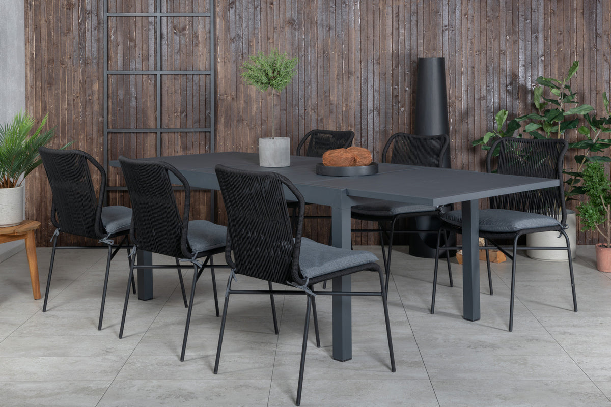 Venture Design Julian & Marbella Matstolar Svart + Matbord 160x100x75