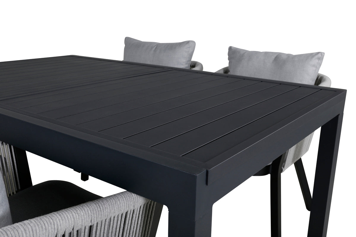 Venture Design Virya & Marbella Matstolar 2-pack Svart + Rektangulära Matbord 160 x 100 Svart