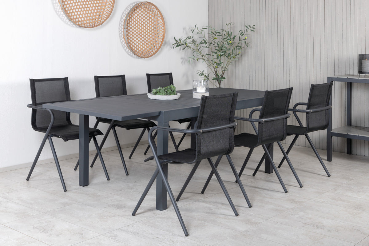 Venture Design Alina & Marbella Matstolar Svart + Matbord 160x100x75