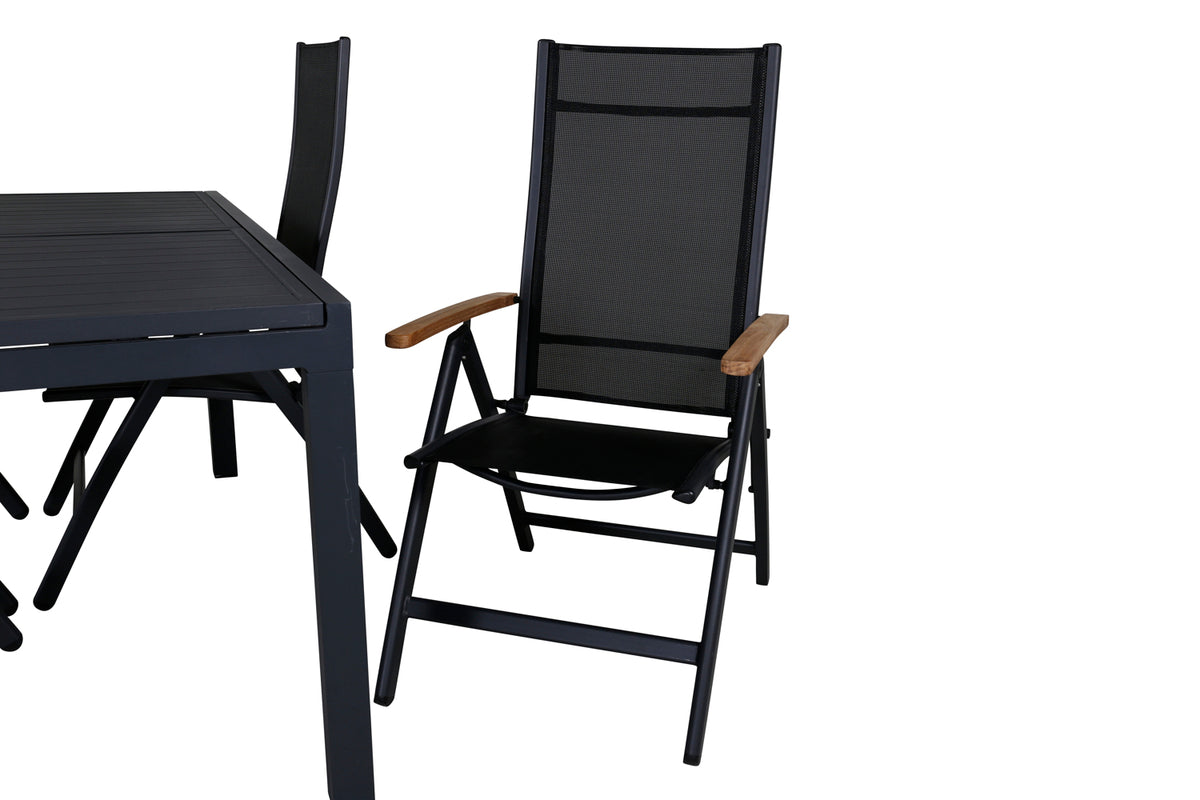 Venture Design Panama & Marbella Positionsstolar Svart + Matbord 160x100x75
