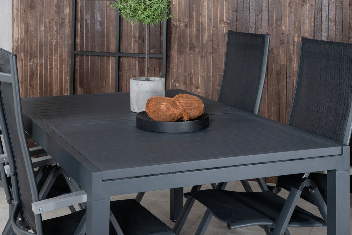 Venture Design Albany & Marbella Positionsstolar Svart + Matbord 160x100x75