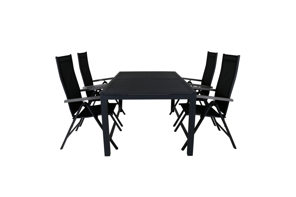 Venture Design Albany & Marbella Positionsstolar Svart + Matbord 160x100x75