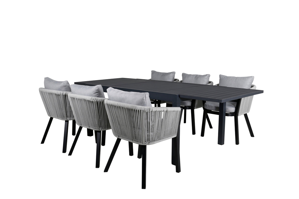Venture Design Virya & Marbella Matstolar Grå + Matbord 160x100x75