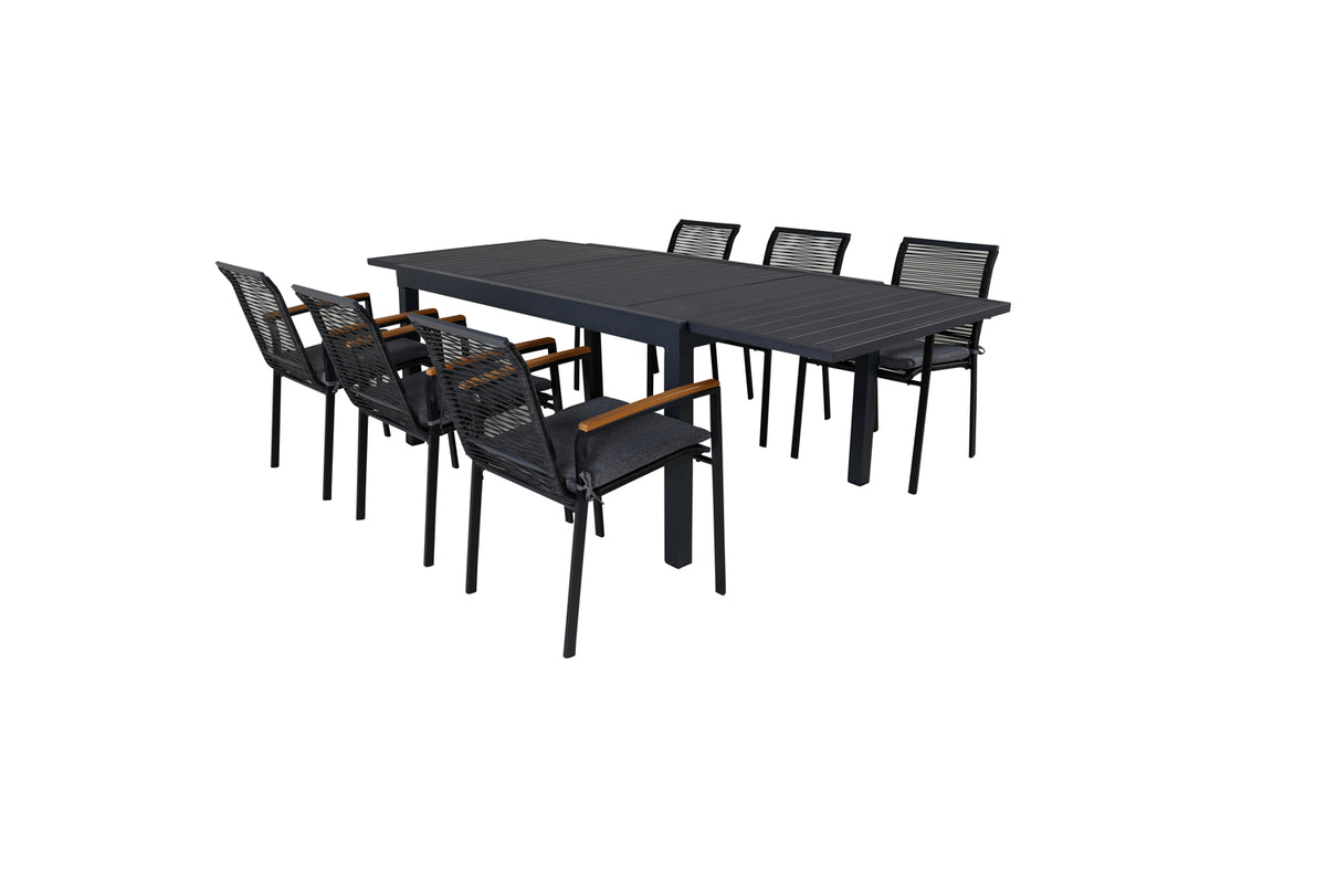 Venture Design Dallas & Marbella Matstolar Svart + Matbord 160x100x75