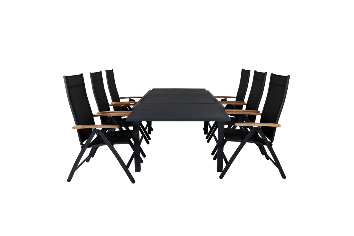 Venture Design Panama & Marbella Positionsstolar Svart + Matbord 160x100x75