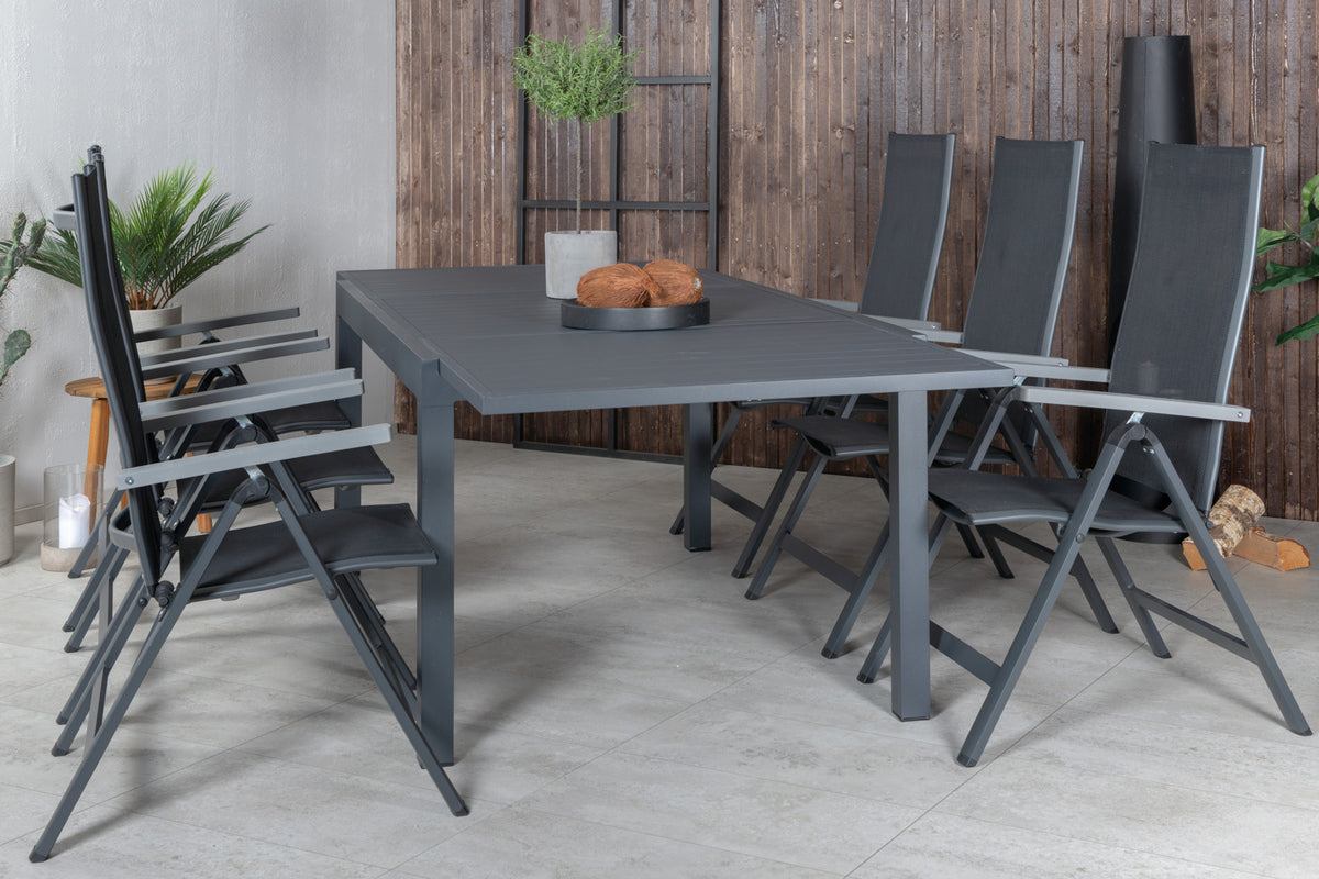 Venture Design Albany & Marbella Positionsstolar Svart + Matbord 160x100x75