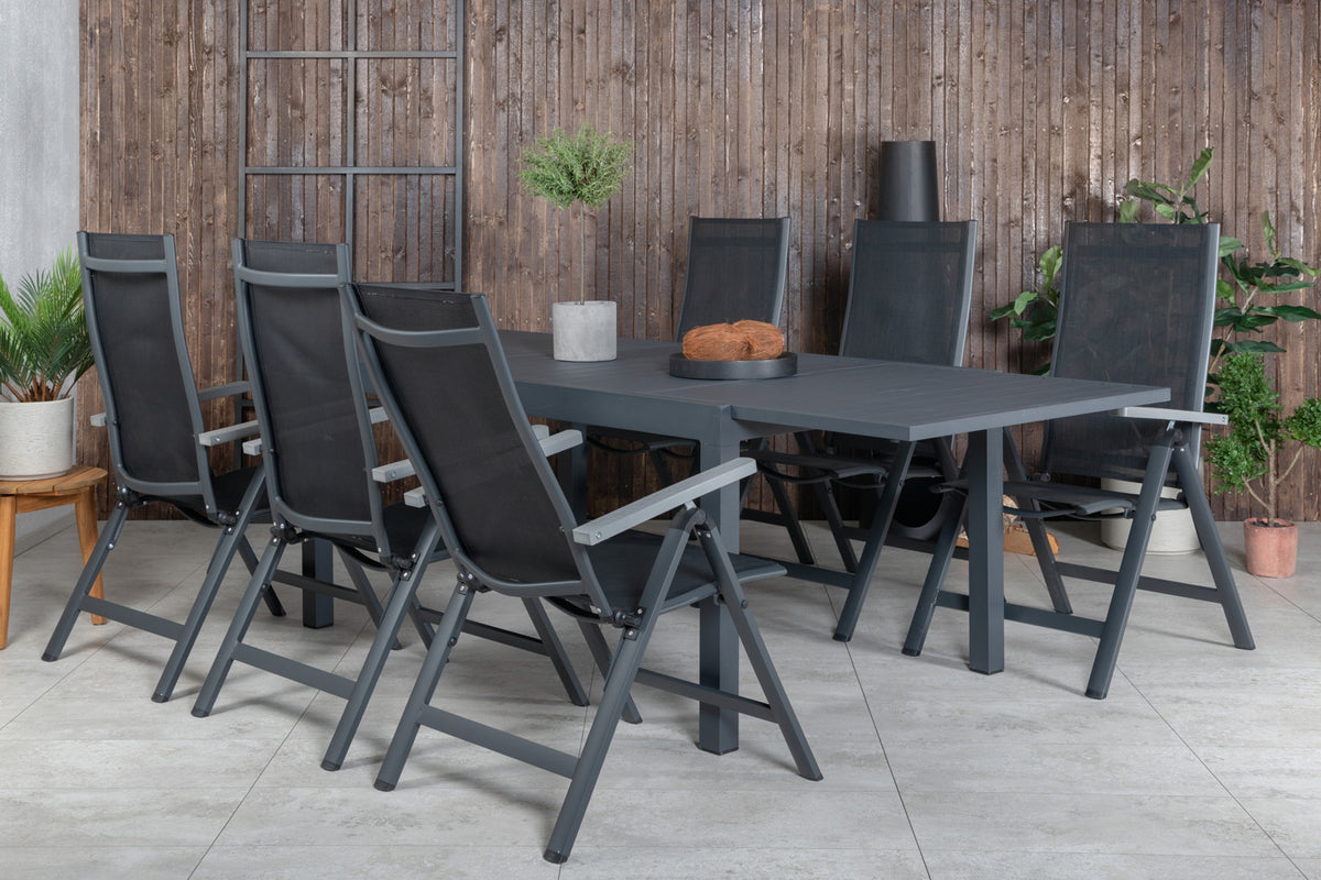 Venture Design Albany & Marbella Positionsstolar Svart + Matbord 160x100x75