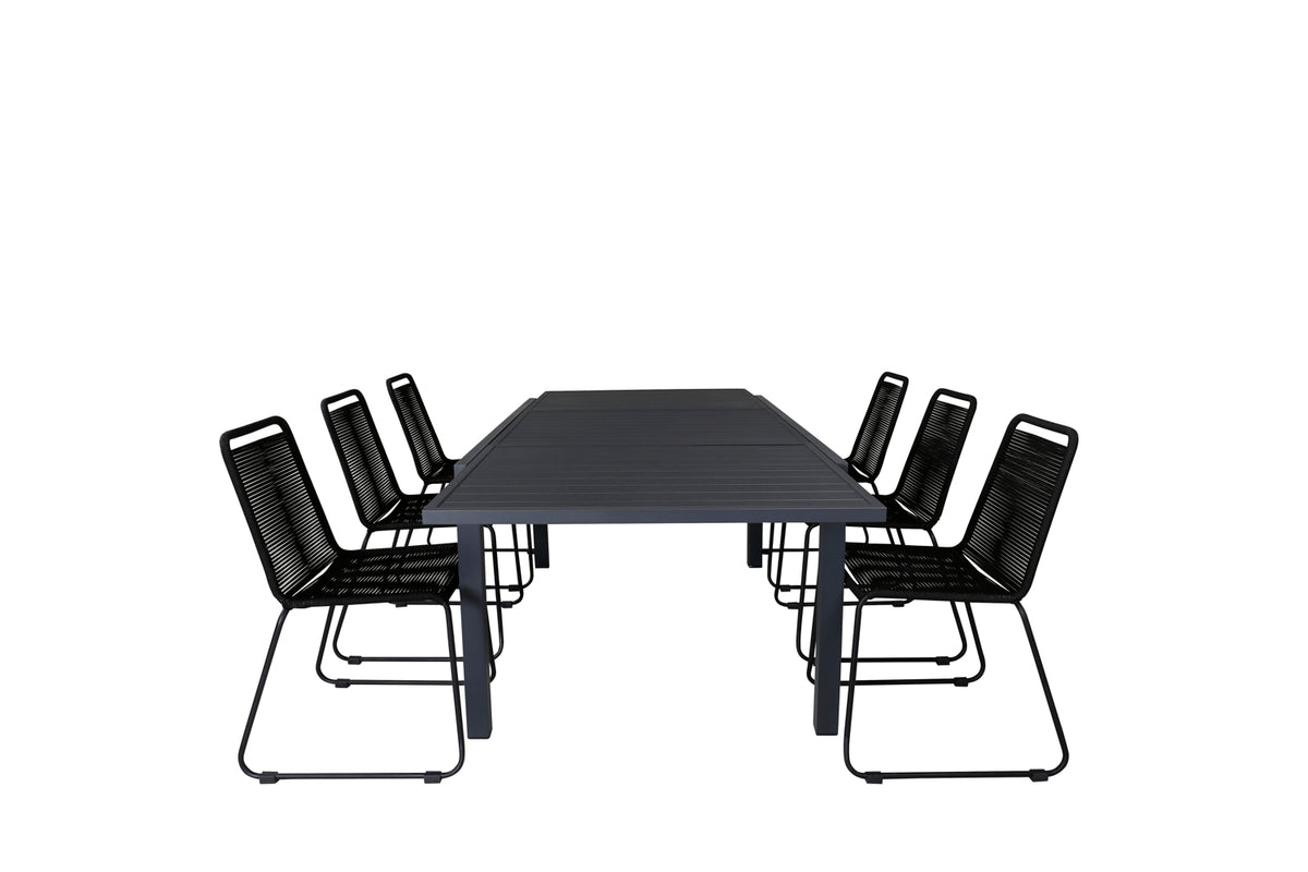 Venture Design Lindos & Marbella Matstolar Svart + Matbord 160x100x75
