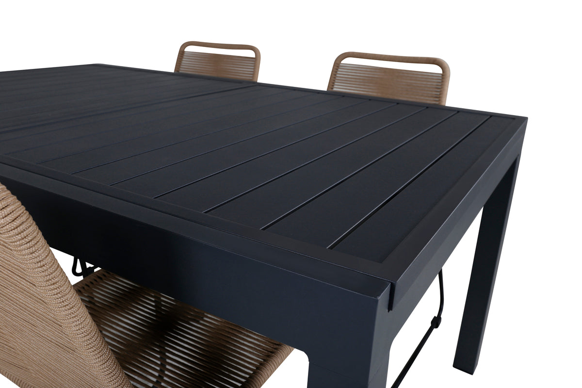Venture Design Lindos & Marbella Matstolar Brun + Matbord 160x100x75