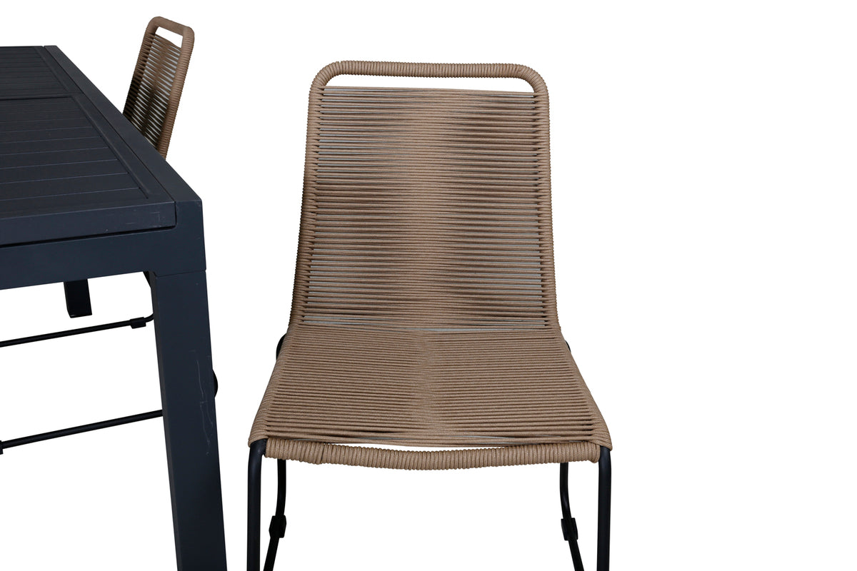 Venture Design Lindos & Marbella Matstolar Brun + Matbord 160x100x75