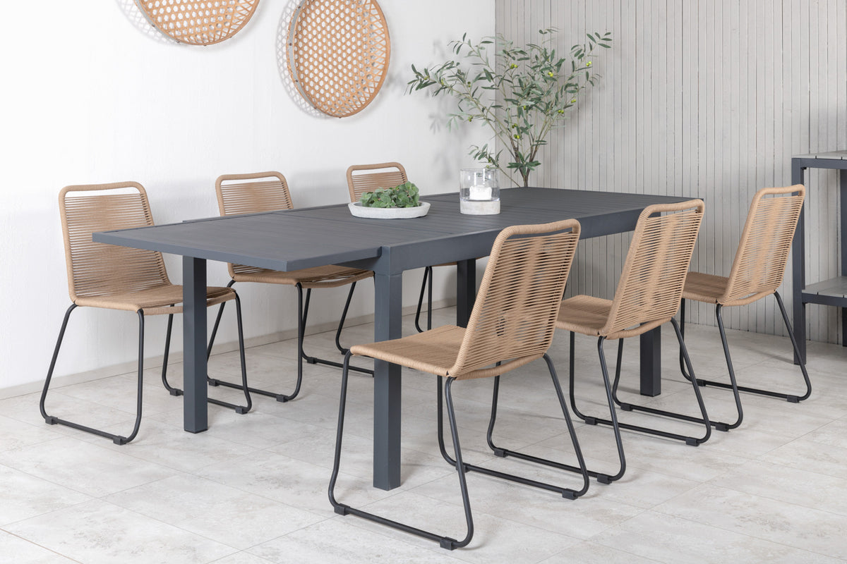 Venture Design Lindos & Marbella Matstolar Brun + Matbord 160x100x75