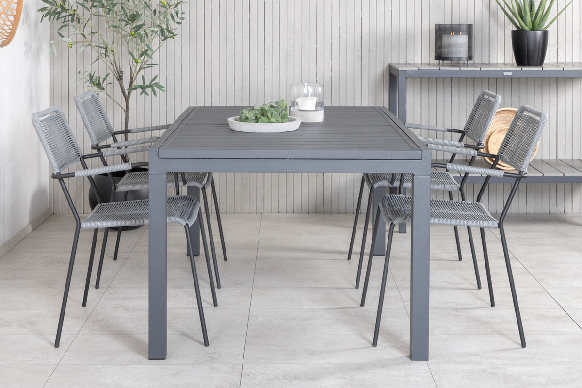 Venture Design Marbella & Lindos Matbord 160x100x75 + Matstolar Grå