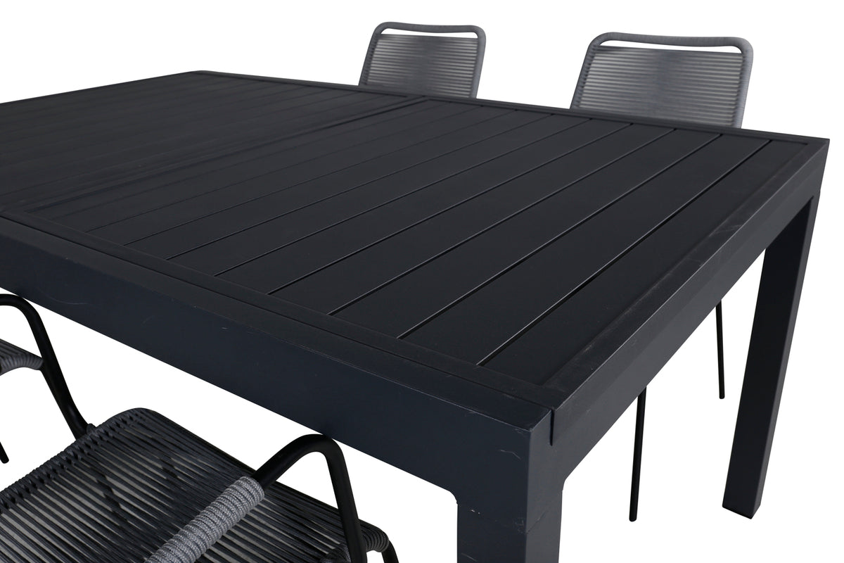 Venture Design Marbella & Lindos Matbord 160x100x75 + Matstolar Grå