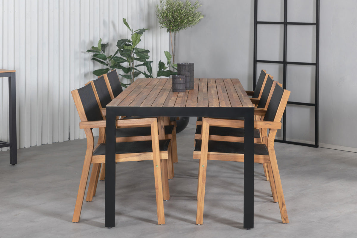 Venture Design Venice & Bois Matstolar 2-pack Natur + Rektangulära Matbord 205 x 90 Natur