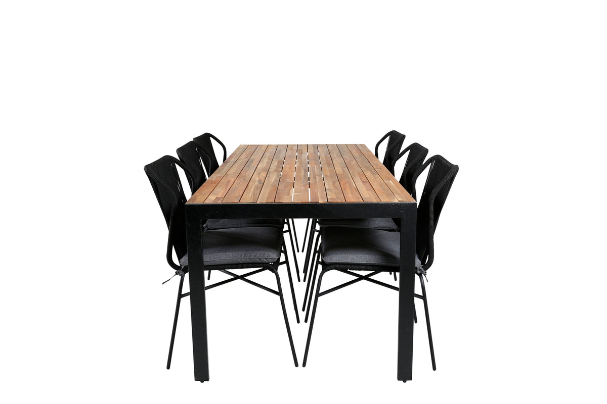 Venture Design Julian & Bois Matstolar Svart + Matbord 205x90