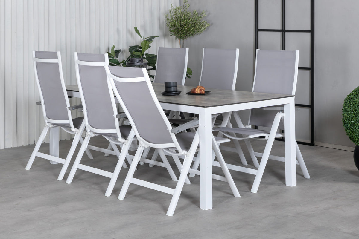 Venture Design Albany & Llama Positionsstolar 2-pack Grå + Rektangulära Matbord 75 x 205 x 100 Grå