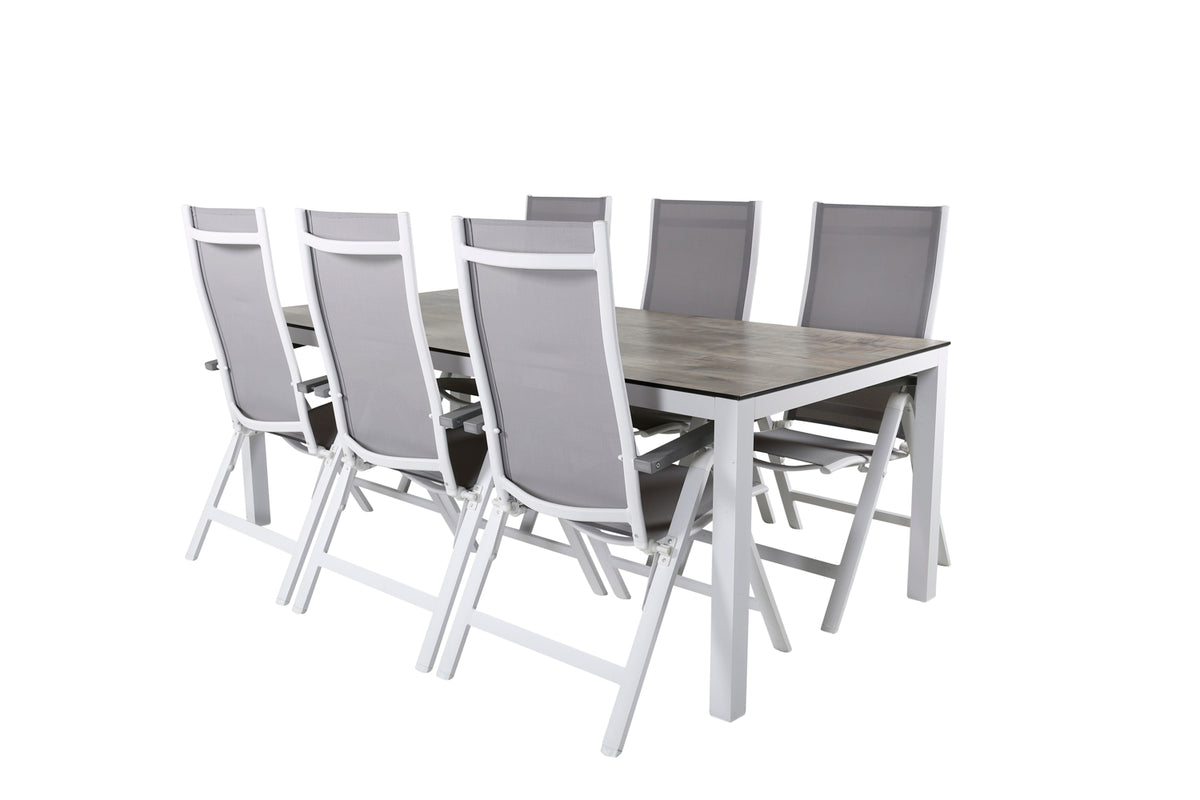Venture Design Albany & Llama Positionsstolar 2-pack Grå + Rektangulära Matbord 75 x 205 x 100 Grå