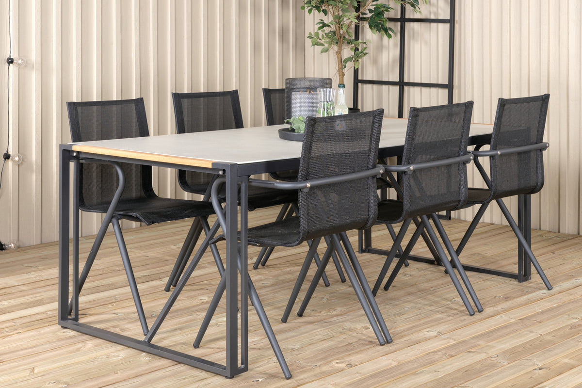Venture Design Alina & Texas Matstolar Svart + Matbord 200x100