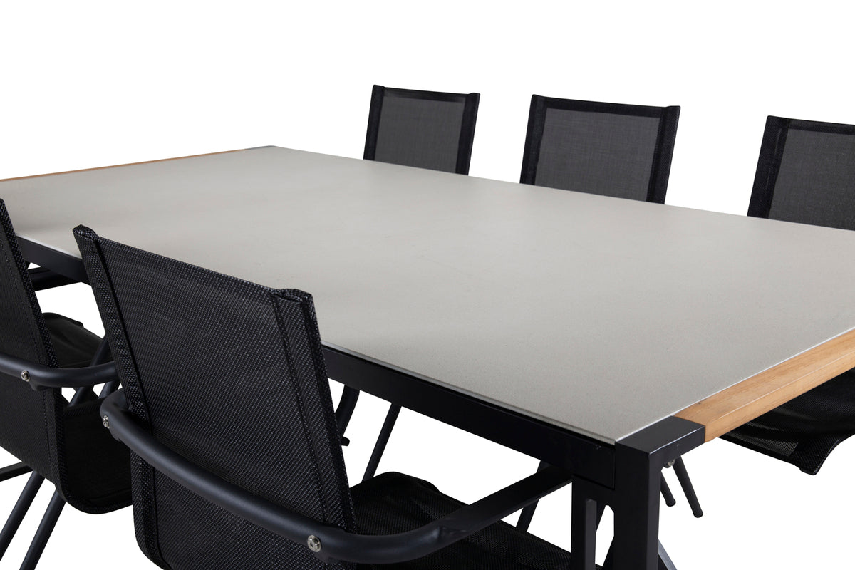 Venture Design Alina & Texas Matstolar Svart + Matbord 200x100