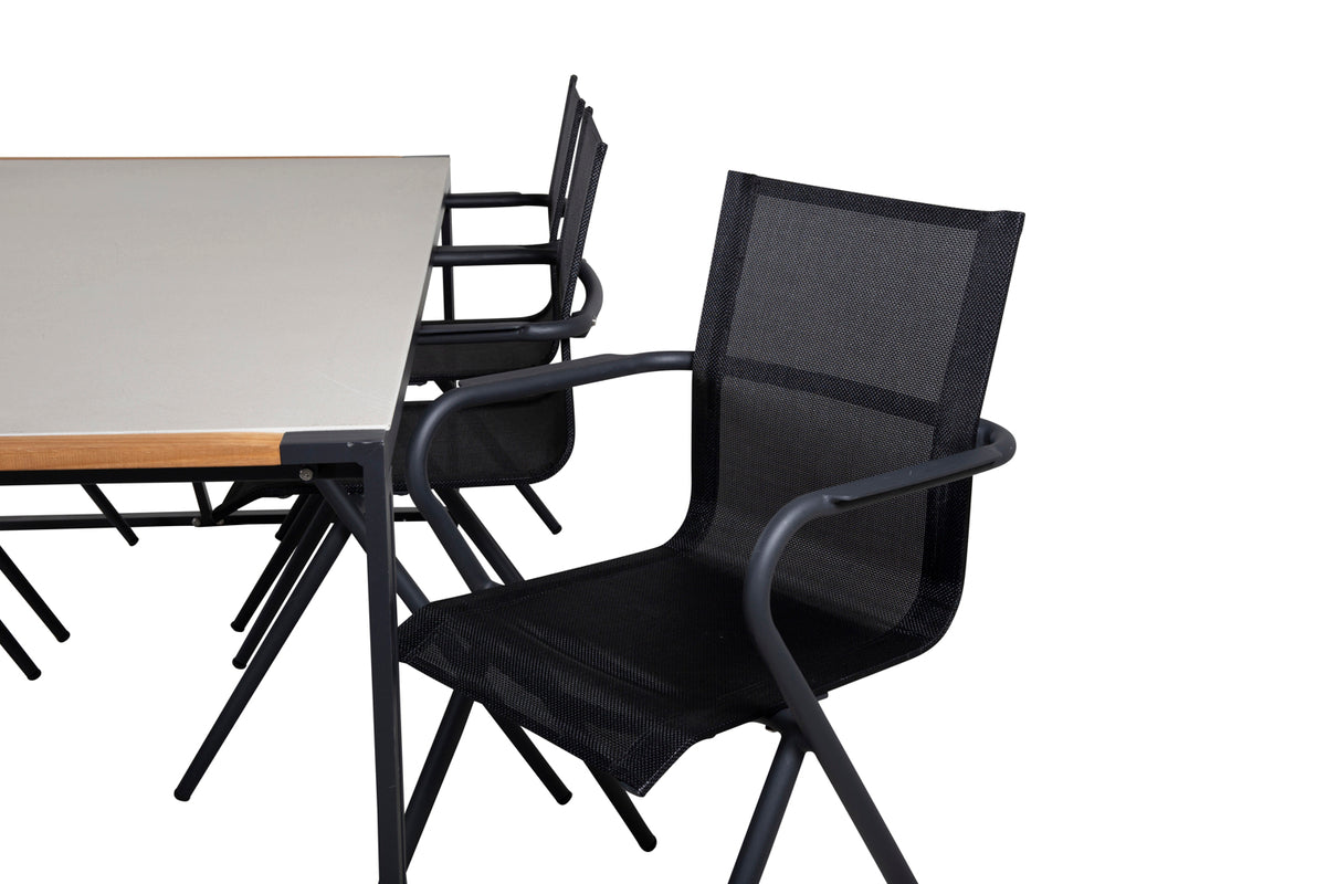 Venture Design Alina & Texas Matstolar Svart + Matbord 200x100