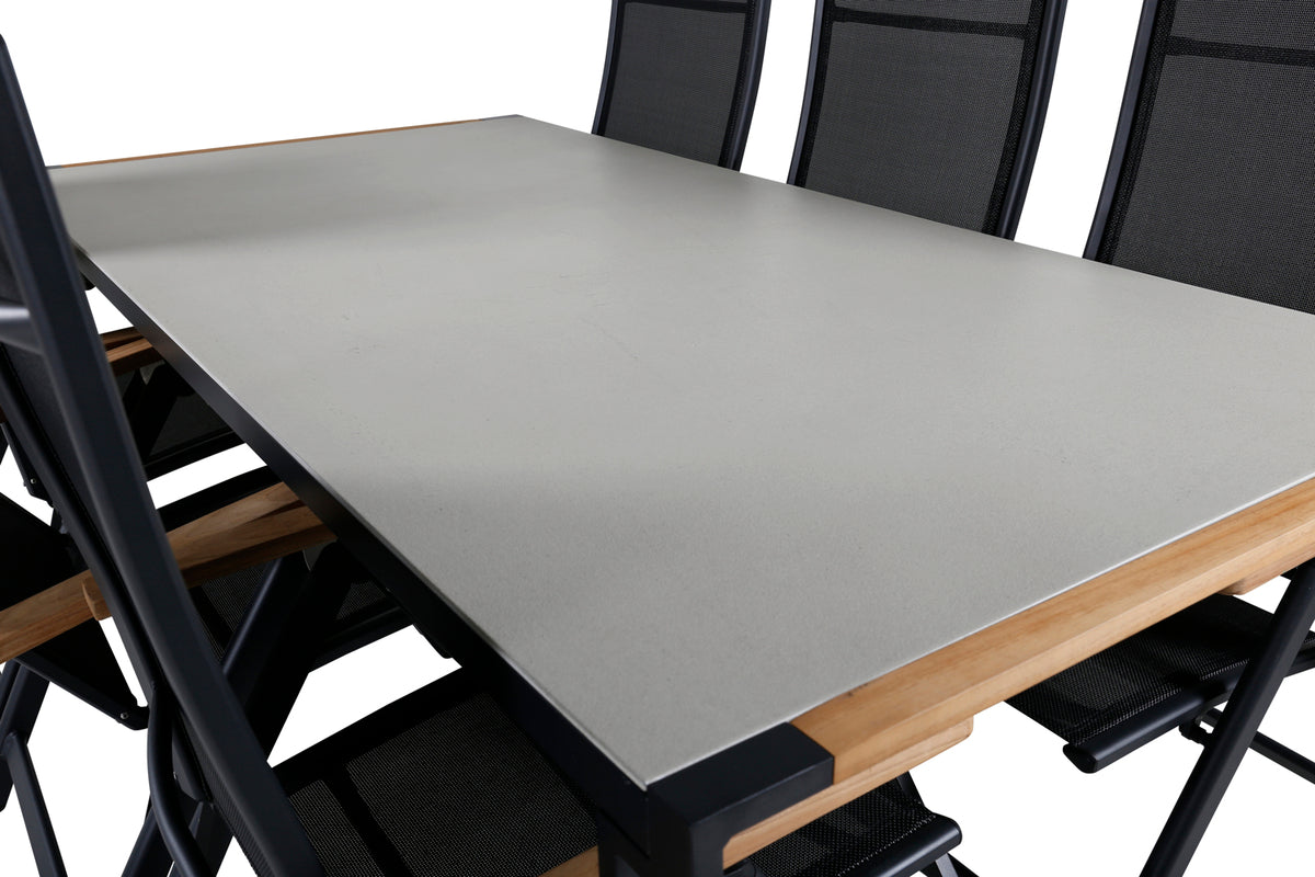 Venture Design Panama & Texas Positionsstolar Svart + Matbord 200x100