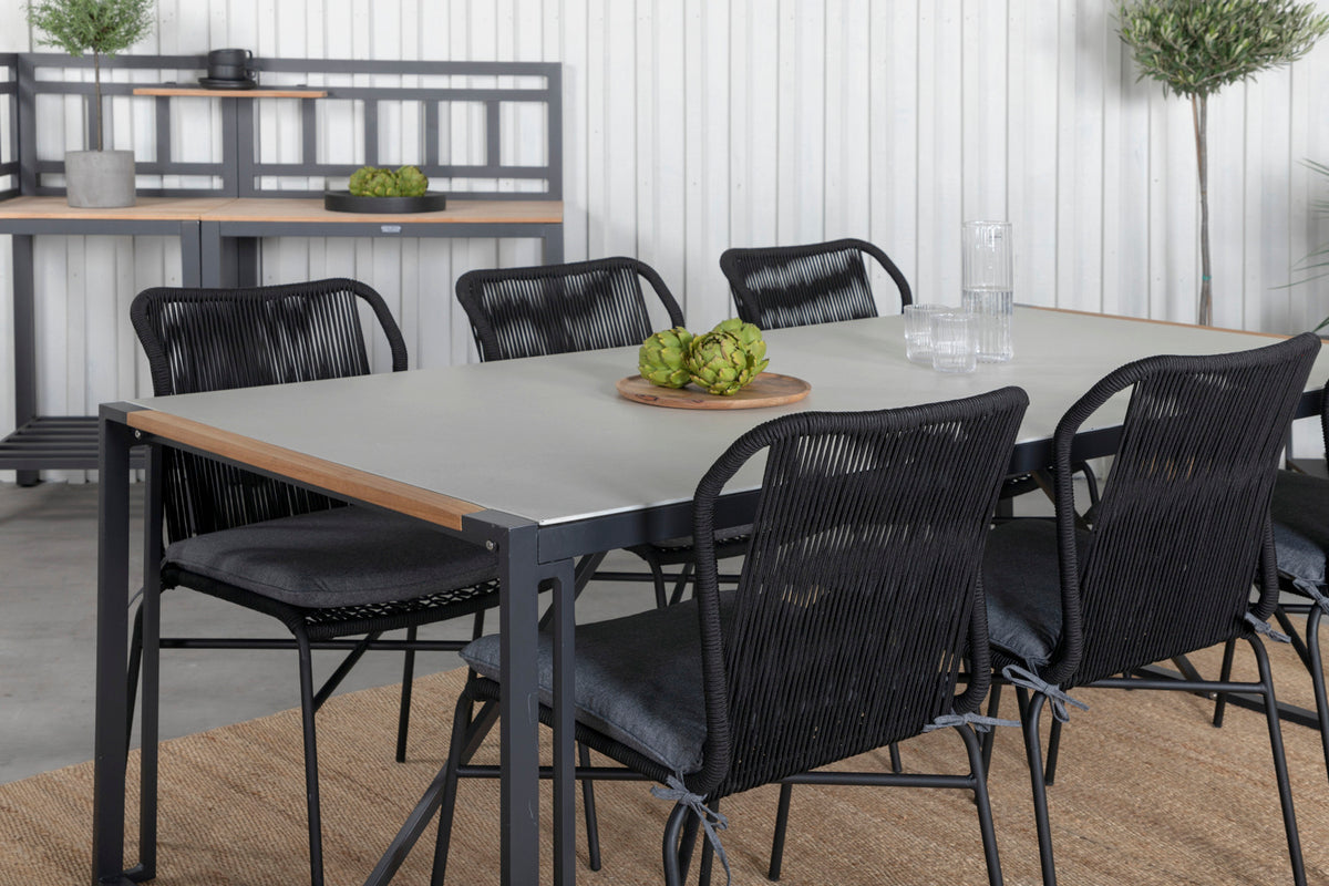 Venture Design Julian & Texas Matstolar Svart + Matbord 200x100