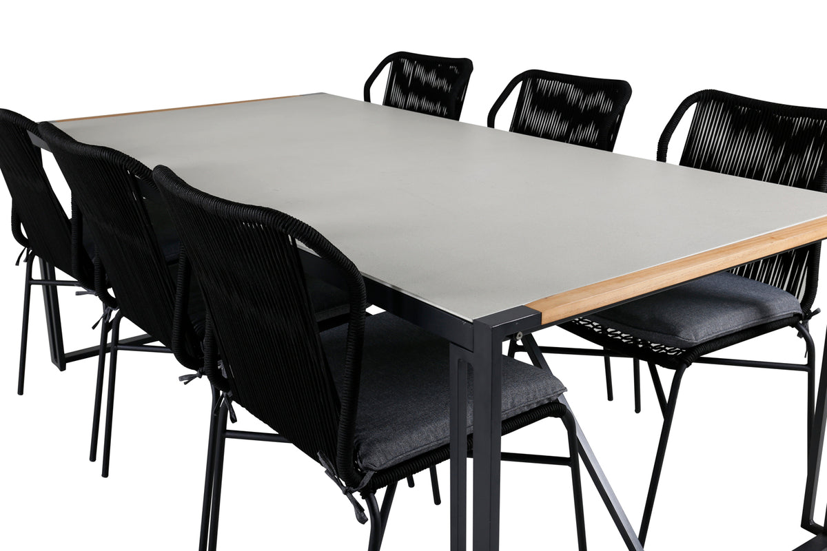 Venture Design Julian & Texas Matstolar Svart + Matbord 200x100