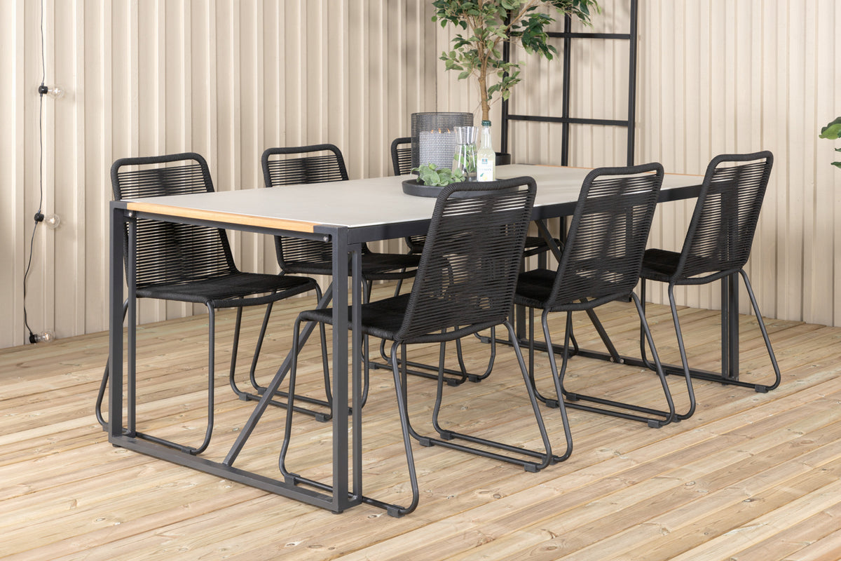 Venture Design Lindos & Texas Matstolar Svart + Matbord 200x100