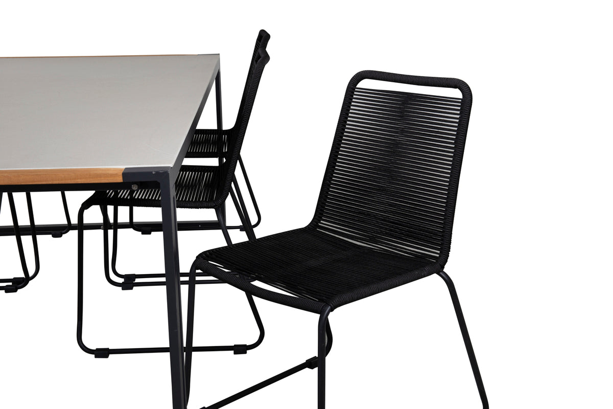 Venture Design Lindos & Texas Matstolar Svart + Matbord 200x100