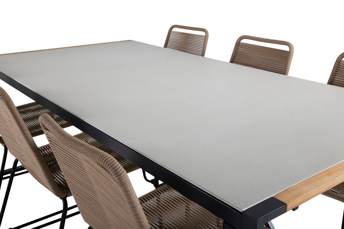 Venture Design Lindos & Texas Matstolar Brun + Matbord 200x100