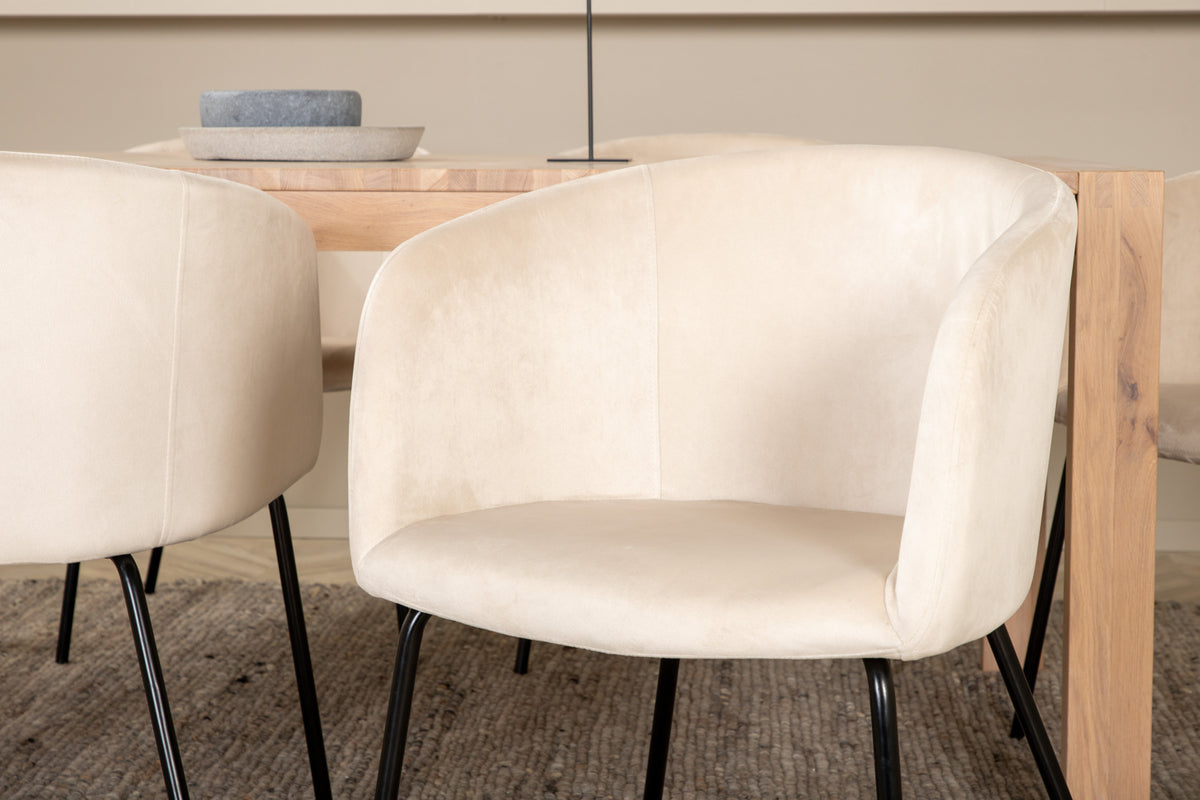 Venture Design Slider & Berit Rektangulära Matbord 170 x 95 Vitputsad + Matstolar Beige