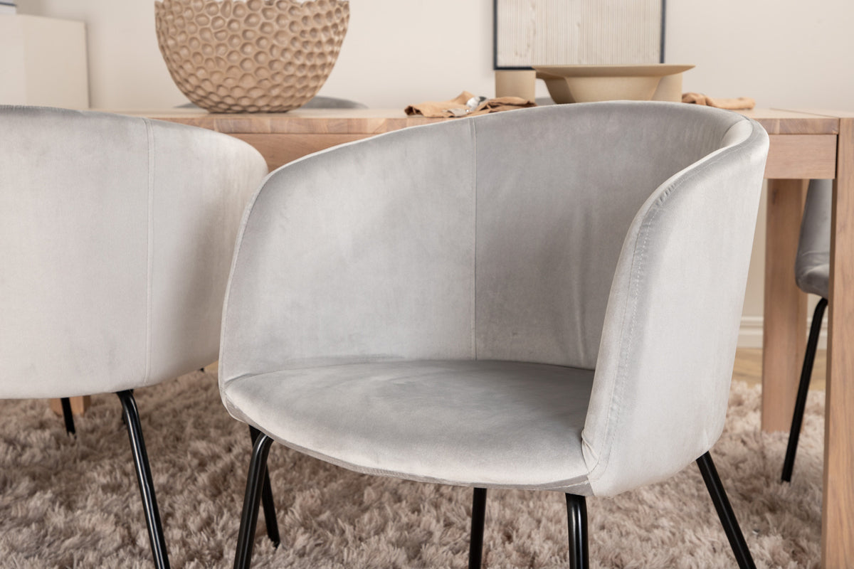 Venture Design Slider & Berit Rektangulära Matbord 170 x 95 Vitputsad + Matstolar Grå