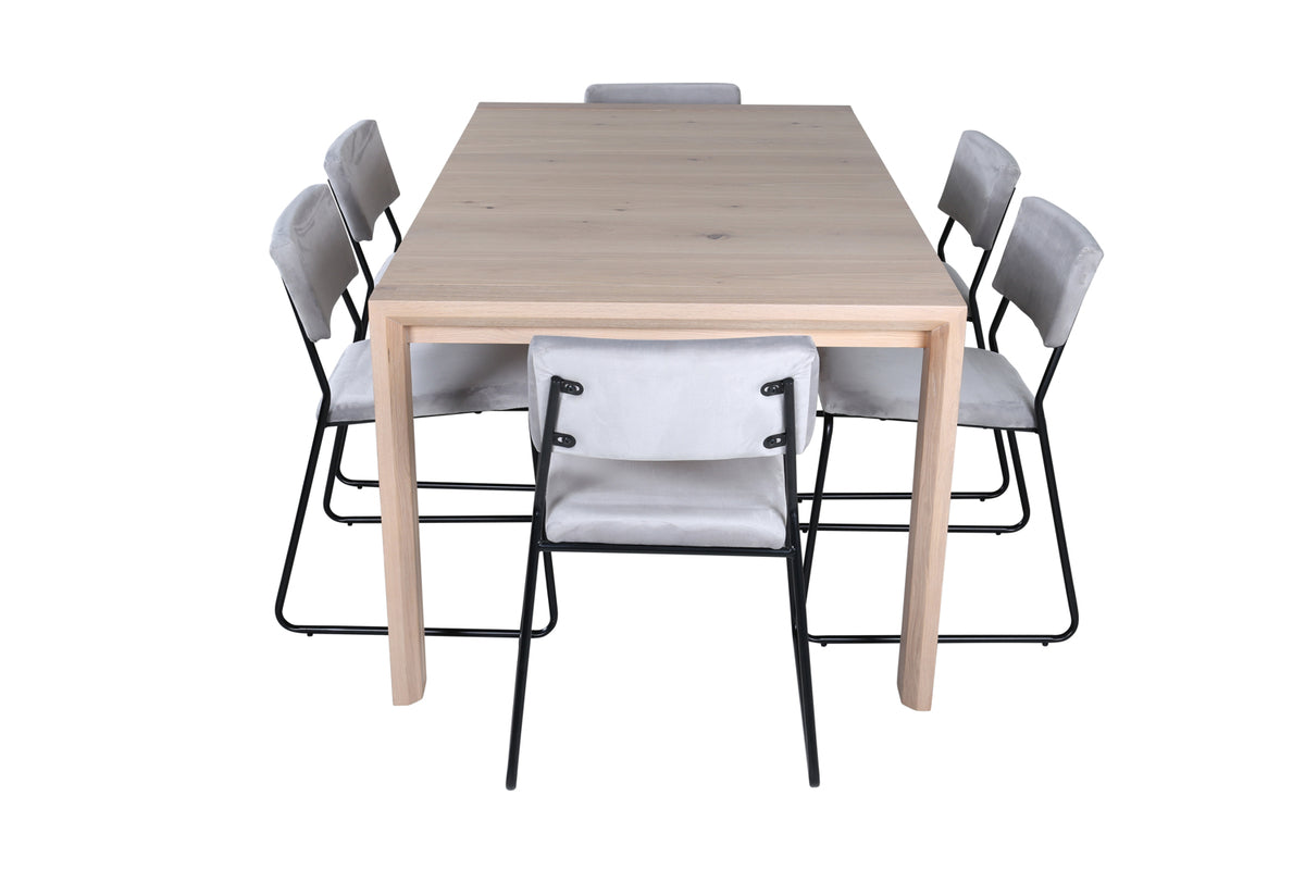 Venture Design Slider & Kenth Matbord 250*95*75 + Matstolar Grå