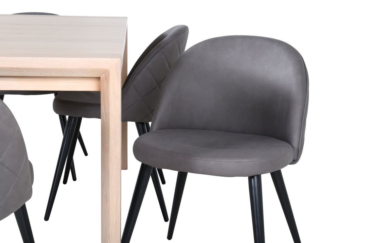 Venture Design Slider & Velvet Matbord 250*95*75 + Matstolar Grå