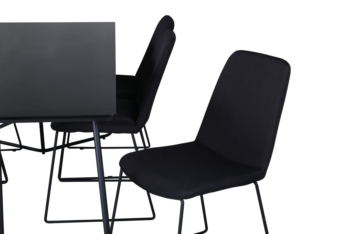Venture Design Muce & Petra Matstolar 2-pack Svart + Rektangulära Matbord 190 x 90 Svart