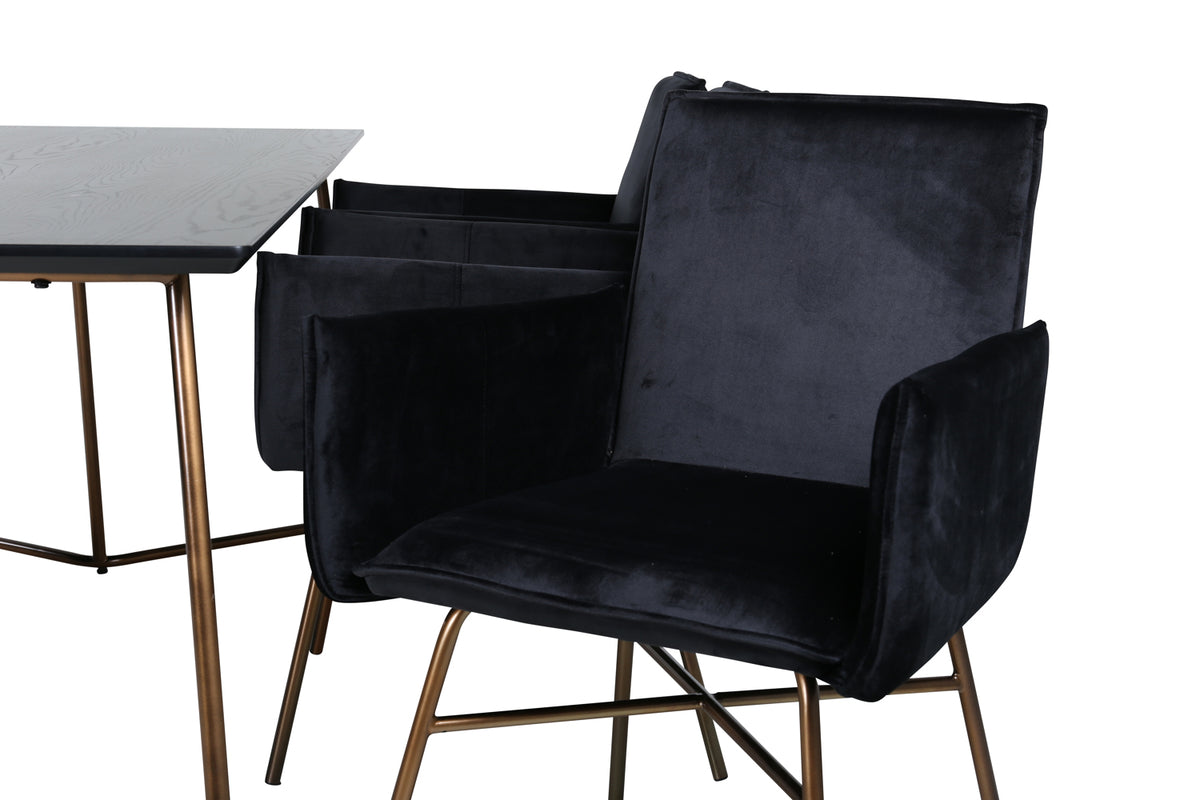 Venture Design Petra Rektangulära Matbord 190 x 90 Svart + Matstolar Svart