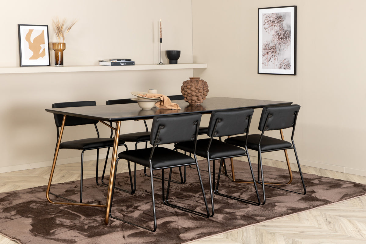 Venture Design Kenth & Petra Matstolar Svart + Matbord 90x190