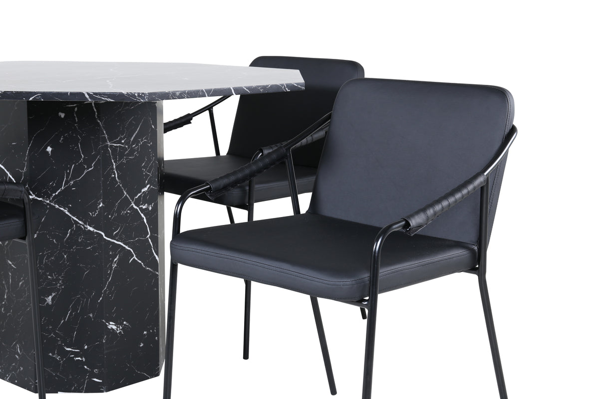 Venture Design Tvist & Marbs Matstolar 2-pack Svart + Runda Matbord ⌀110 Svart