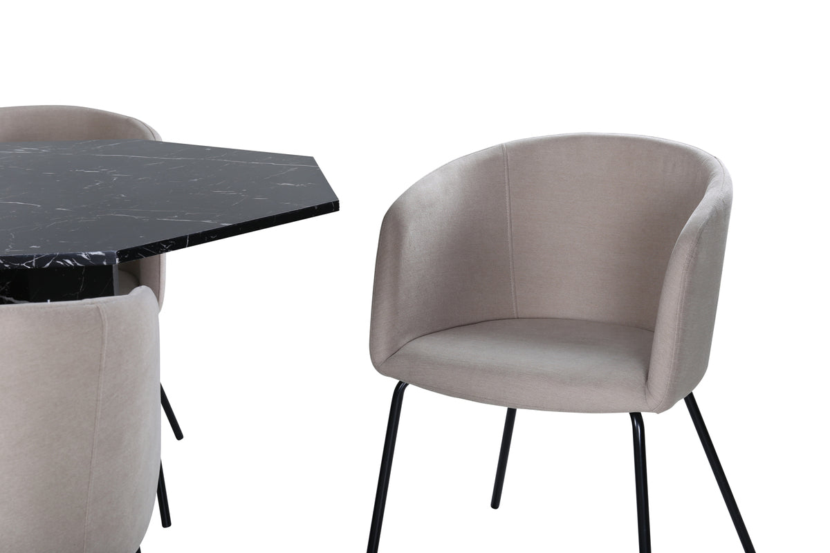 Venture Design Berit & Marbs Matstolar Beige + Matbord ⌀110