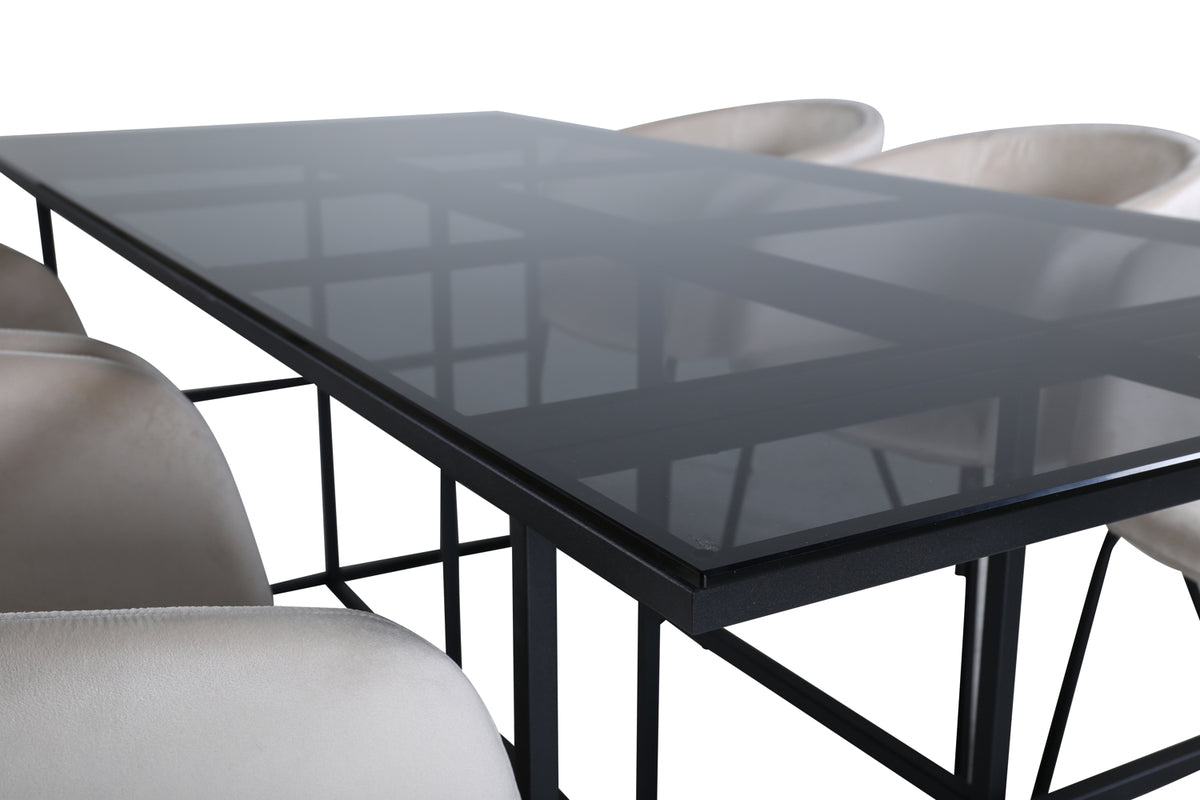 Venture Design Berit & Leif Matstolar Beige + Rektangulära Matbord 200 x 90 Svart