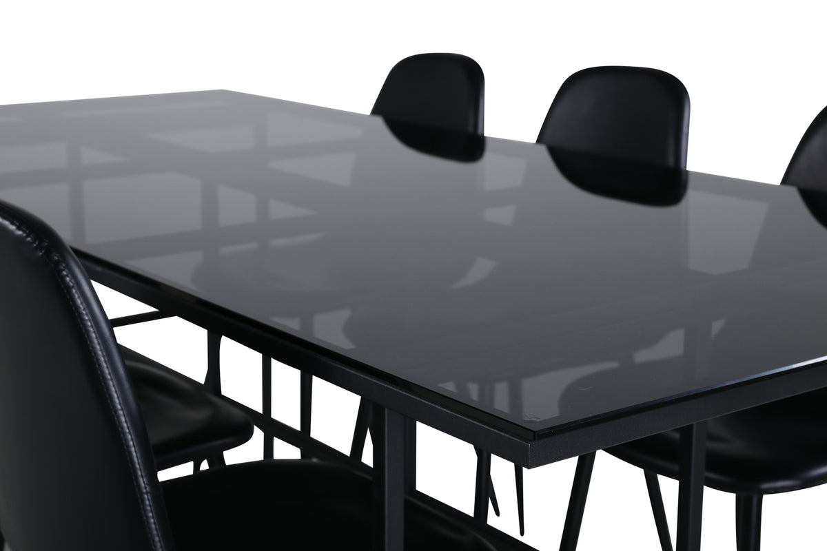 Venture Design Leif & Polar Matbord 90x200 + Matstolar Svart