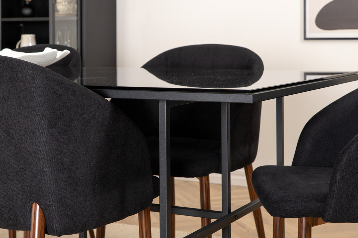 Venture Design Arch & Leif Matstolar Svart + Matbord 90x200