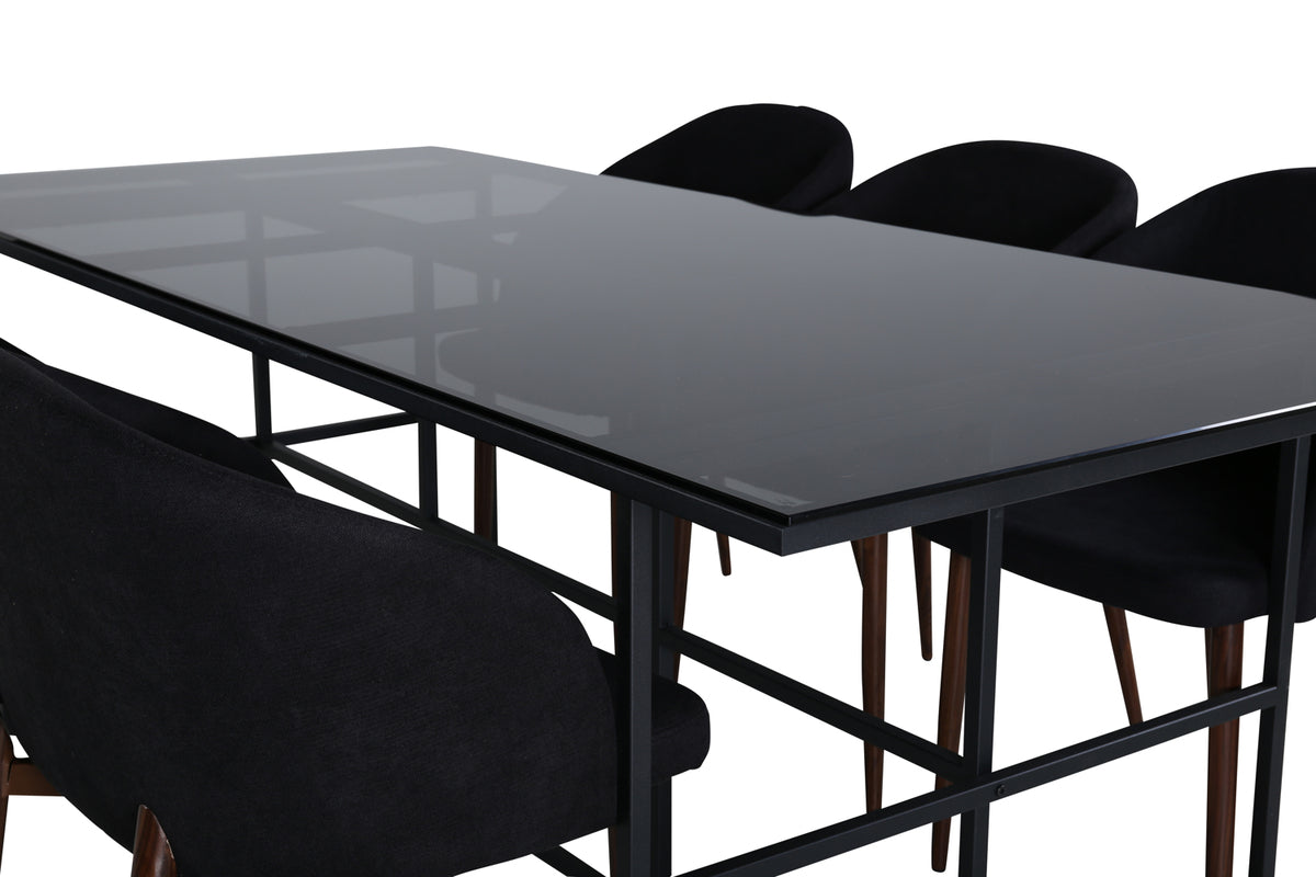 Venture Design Arch & Leif Matstolar Svart + Matbord 90x200